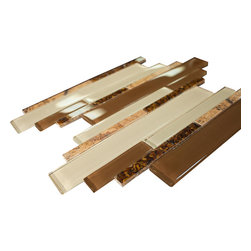 Stone Pieces and Brown Glass and Beige Marble Aliminum Stone Glass Mosaic Tile R - Home Accessories & Decor