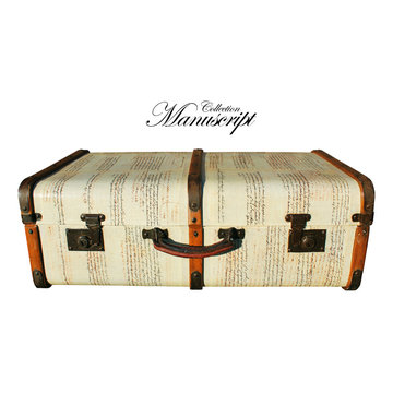 Vintage Suitcase Steamer Trunk Style Antique Florentine Manuscript Custom