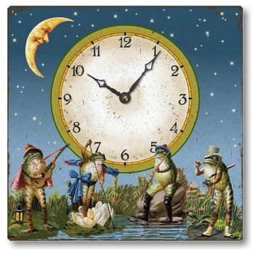 Vintage-Style Victorian-Style Frogs Wall Clock
