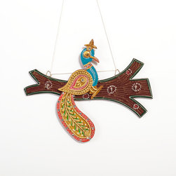 Wood Clay Peacock Wall Decor - Wall Sculptures