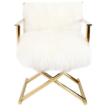 Pasargad Home Mongolian Fur Director'S Chair Fur Chair-2