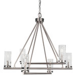 Toltec Lighting - Trinity 6 Light Chandelier Shown, Graphite Finish With 2.5" Clear Bubble Glass - Enhance your space with the Trinity 6-Light Chandelier. Installing this chandelier is a breeze - simply connect it to a 120 volt power supply. Set the perfect ambiance with dimmable lighting (dimmer not included). The chandelier is energy-efficient and LED compatible, providing convenience and energy savings. It's versatile and suitable for everyday use, compatible with candelabra base bulbs. Maintenance is a minimal with a damp cloth, as no chemicals are required. The chandelier's streamlined hardwired design adds a touch of elegance to any room. The durable glass shades ensure even light diffusion, creating a captivating atmosphere. Choose from multiple finish and color variations to find the perfect match for your decor.