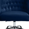 Arden Swivel and Adjustable Velvet Upholstered Office Chair, Navy, Chrome Base