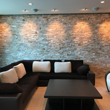 Living Room with Gobi Format Natural Stone Wall Panels