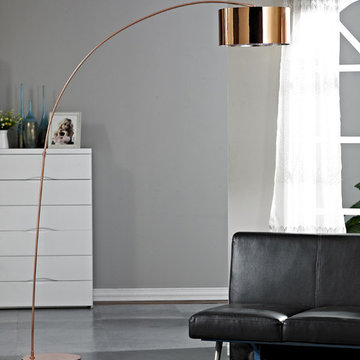 Adelina LED Arched Floor Lamp, Rose Copper