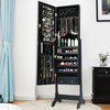 Costway Lockable Mirrored Jewelry Cabinet Storage Organizer Box w/Drawers Black