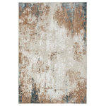 Nourison - Nourison Glitz 5'3" x 7'3" Taupe/Multi Modern Indoor Area Rug - Add chic style to your living room or bedroom with this abstract rug from the Glitz Collection. Featuring a modern distressed pattern in taupe, blue, and grey multicolor, this modern rug is enhanced with an eye-catching sheen that shifts in tone under different light. Made from easy-clean, softly textured polyester.