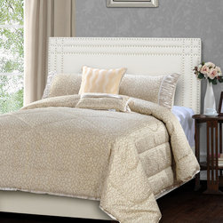 Chloe 5 Piece Comforter Set, Queen, Beige - Products