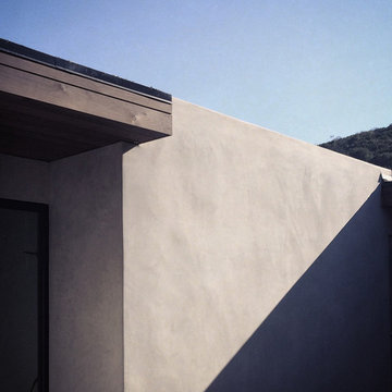 cedar soffit at smooth stucco