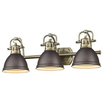 Golden Lighting Duncan 3-Light Bath Vanity, Aged Brass, Rubbed Bronze