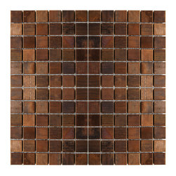 Eden Mosaic Tile - 11.8"x11.8" Medium Square Antique-Style Copper Mosaic Tile, Single Sheet - Mosaic Tile