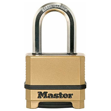 Master Lock Heavy Duty Outdoor Combination Lock, Shackle, Brass Finish -1.5 inch