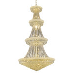 Elegant Lighting - Primo 42 Light Chandelier in Gold with Clear Royal Cut Crystal - Primo' means 'first' in Italian and the Primo collection lives up to its name as the top choice in classic dramatic lighting. The symmetrical bell-shaped design offers variations in single double and triple tiers with each canopy encrusted with multiple layers of round crystals. Delicate strands of crystals flare out from each canopy ending in a profusion of crystal octagons and balls in the bottom hemisphere base.&nbsp
