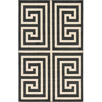 Unique Loom Black Athens Greek Key 5' 0 x 8' 0 Area Rug