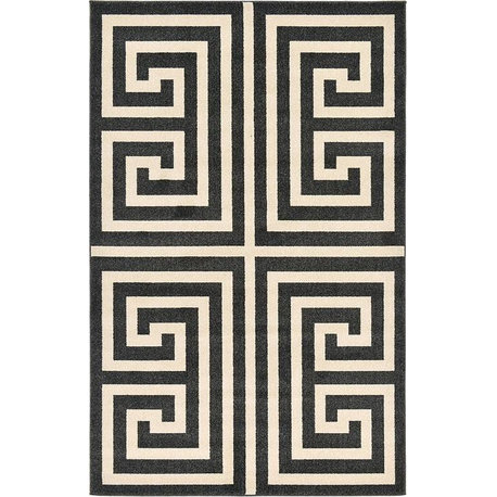 Unique Loom Black Athens Greek Key 5' 0 x 8' 0 Area Rug