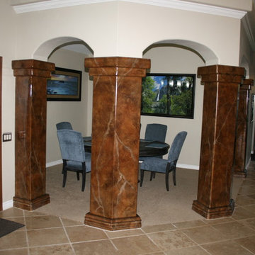 faux marble/ fireplace and columns