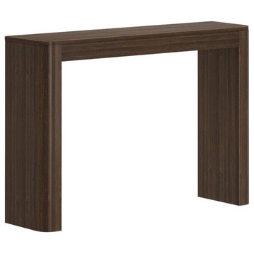 Modern Console Table, Rectangular Design With Rounded Silhouette, Walnut/46"