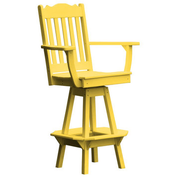 Royal Swivel Bar Chair with Arms in Poly Lumber, Lemon Yellow