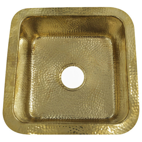 Nantucket Sinks SQRB-7 16.625" Hammered Brass Square Undermount Bar Sink
