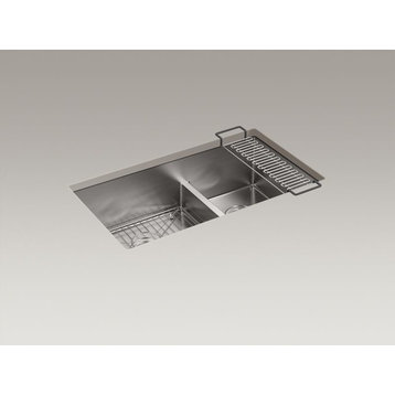 Kohler Strive 32" X 18-5/16" X 9-5/16" Double-Bowl Kitchen Sink w/ Sink Rack