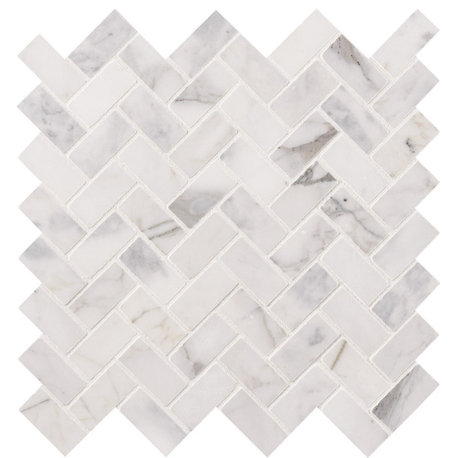 MSI SMOT-CAL-HBH Calacatta Cressa - 12" x 12" Herringbone Mosaic - Cressa