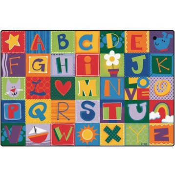 Printed Toddler Alphabet Blocks Kids Rug Size, 6'x9'
