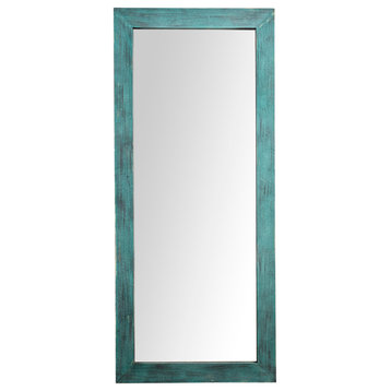 62.99 in.H x 27.56 in.W Contemporary Light Blue Framed Floor Mirror