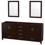 Wyndham Collection - Sheffield Double Bathroom Vanity With Mirrors, 80" - Wyndham Collection Sheffield 80" Double Bathroom Vanity in Espresso, No Countertop, No Sinks, and 24" Mirrors