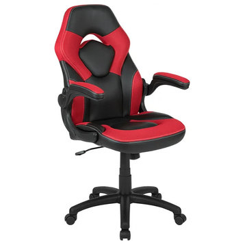Gaming Desk & Chair Bundle, Detachable Cup Holder & PU Leather Seat, Red