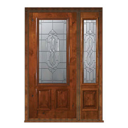 Prehung Sidelite Door 80 Alder Kensington 2 Panel 2/3 Lite Glass - Front Doors