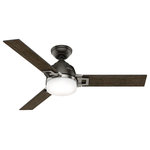 Hunter Fan Company - Hunter Fan Company  48" Leoni Bronze/Brushed Nickel Ceiling Fan w/ Light/Remote - Add a bold statement to your modern decor with the trendy finishes and individual design of the Leoni ceiling fan. Available in a Brushed Nickel finish to match the hardware in your home or a Brass finish for a confident statement piece. With dimmable, high-efficiency LED bulbs for the perfect amount of light and a three-speed WhisperWind motor that delivers ultra-powerful air movement with whisper-quiet performance, this chandelier-inspired ceiling fan will bring charm and appeal to any small or standard room.