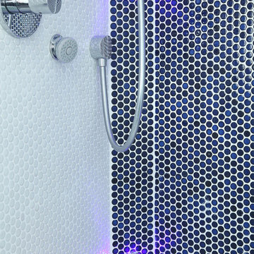 Blue LED lighting in shower