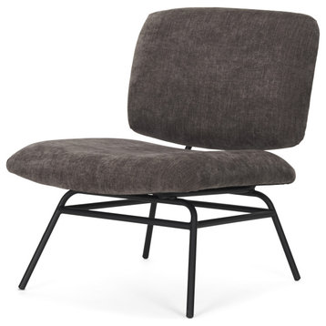 Nora Charcoal Fabric With Matte Black Metal Legs Accent Chair