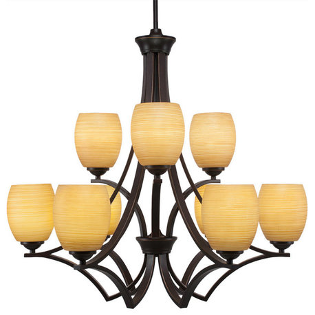 Zilo 9 Light Chandelier, 5" Cayenne Linen Glass