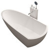 ADM Curved Freestanding Bathtub, Glossy White, 70.9"