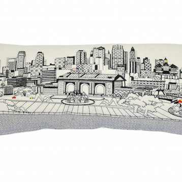 35" White Kansas City Daylight Skyline Lumbar Decorative Pillow