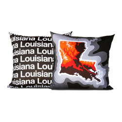 Louisiana Map Pillow, Charcoal - Decorative Pillows