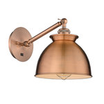 Innovations Lighting - Ballston Adirondack 1-Light 8" Sconce-Arm Adjusts Up/Down, Antique Copper - A truly dynamic fixture, the Ballston fits seamlessly amidst most decor styles. Its sleek design and vast offering of finishes and shade options makes the Ballston an easy choice for all homes.