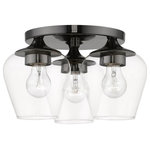 Livex Lighting - Willow 3 Light Black Chrome Flush Mount - This three light flush mount from the willow collection has understated elegance. It features minimal details, clear curved glass with a black chrome finish and can fit into any decor.