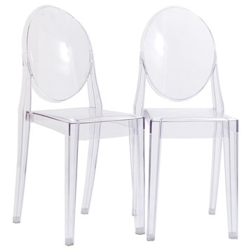 Clear Acrylic Victoria-Style Ghost Side Chairs, Set of 2