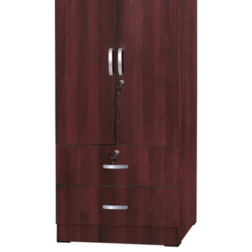 Better Home Products Grace Wood 2-Door Wardrobe Armoire with 2-Drawers Mahogany