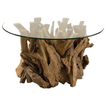 Driftwood Glass Top Cocktail Table By Designer Matthew Williams