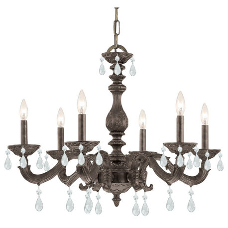 Paris Market 6 Light Clear Crystal Bronze Chandelier