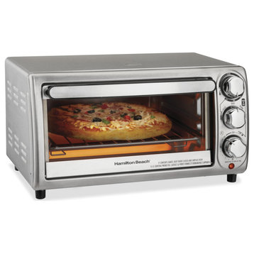 4-Slice Countertop Toaster Oven with Bake Pan, Broil & Bagel Functions, Auto