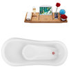 61" Streamline N482WH-IN-PNK Clawfoot Tub and Tray With Internal Drain