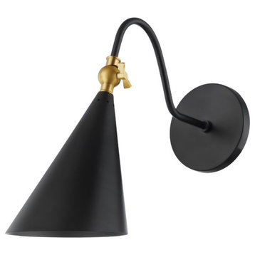 Mitzi Lupe 1-LT Wall Sconce H285101-AGB/SBK, Aged Brass/Soft Black