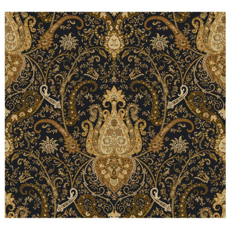 York Wallcoverings Waverly Classics WA7718 Byzance Wallpaper, Black Background