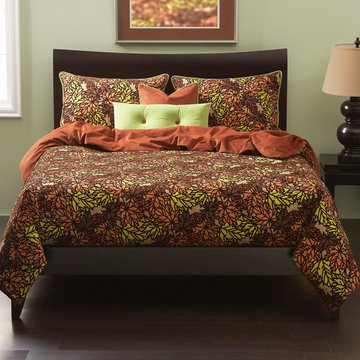 Pressed Leaf Copper Bedding Set