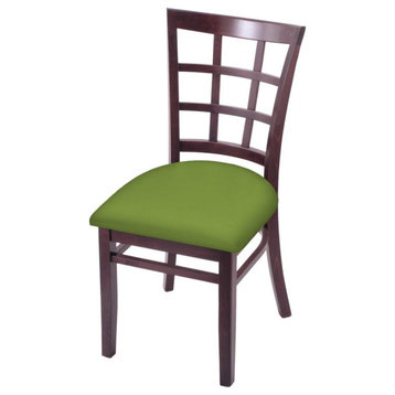 3130 18 Chair with Dark Cherry Finish and Canter Kiwi Green Seat