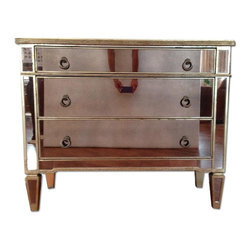 Neiman Marcus Mirror And Silver Leaf Chest Of Drawers - Accent Chests And Cabinets